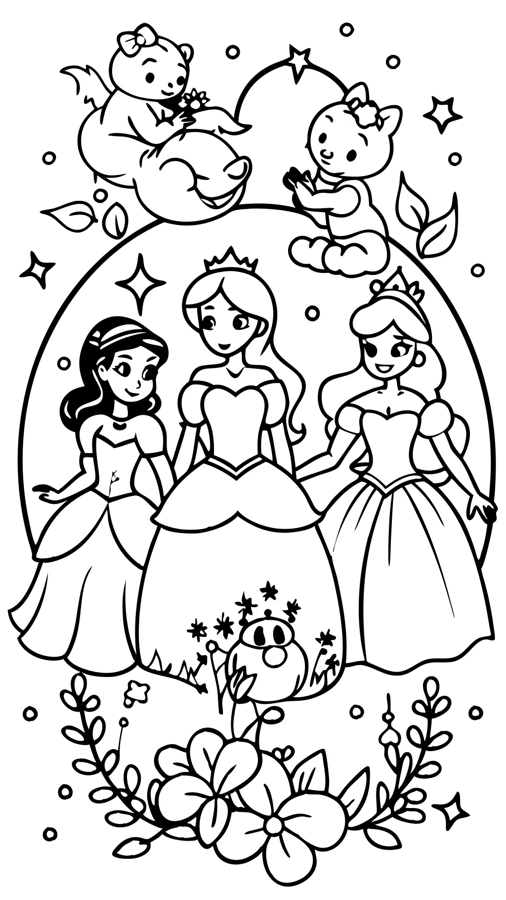 Página para colorear de las princesas de Disney